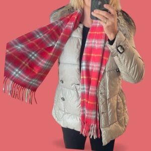 Burberry Pink and Gray Cashmere Scarf